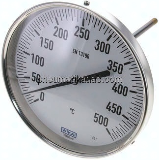 Bimetallthermometer, waagerecht D160/0 bis +500°C/160mm