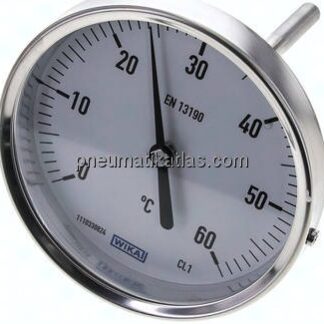 Bimetallthermometer, waagerecht D100/0 bis +60°C/100mm