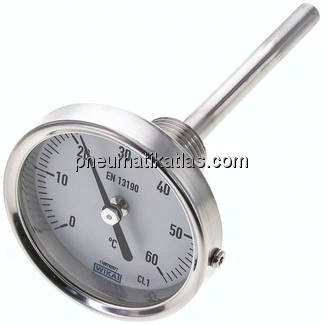 Bimetallthermometer, waagerecht D63/0 bis +60°C/100mm