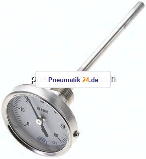 Bimetallthermometer, waagerecht D63/0 bis +60°C/160mm
