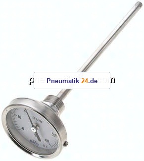 Bimetallthermometer, waagerecht D63/0 bis +60°C/200mm