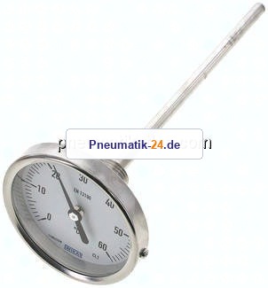 Bimetallthermometer, waagerecht D80/0 bis +60°C/200mm