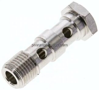 Hohlschraube, 2-fach G 1/4"-41mm, Messing vernickelt