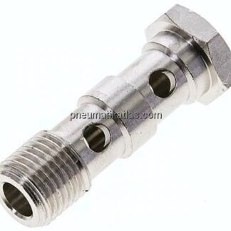 Hohlschraube, 2-fach G 1/4"-41mm, Messing vernickelt