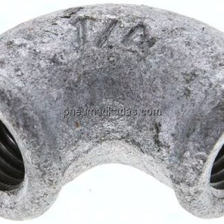 90°-Winkel Rp 1/4"-Rp 1/4", Temperguss verzinkt
