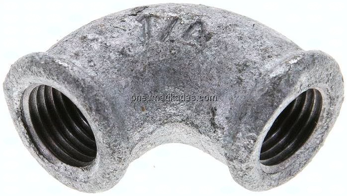 90°-Winkel Rp 1/4"-Rp 1/4", Temperguss verzinkt