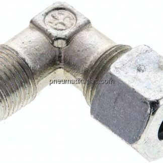 Winkel-Schneidringverschraub. M 16x1,5 (konisch)-10 S (M18x1,5), Stahl verzinkt