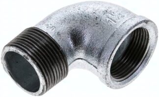90°-Einschraubwinkel Rp 1-1/4"(IG)-R 1-1/4"(AG), Temperguss verzinkt