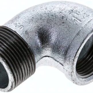 90°-Einschraubwinkel Rp 1-1/4"(IG)-R 1-1/4"(AG), Temperguss verzinkt