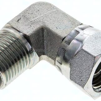 90°-Einschraubwinkel, 60°-Kegel, G 1/2", Stahl verzinkt