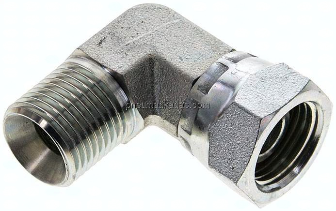 90°-Einschraubwinkel, 60°-Kegel, G 1/2", Stahl verzinkt
