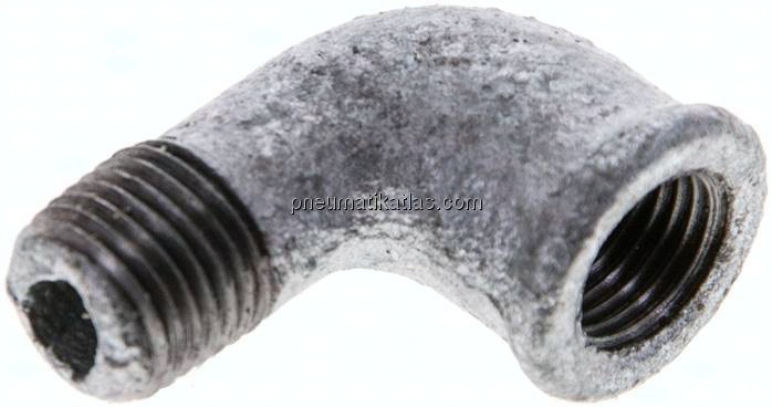 90°-Einschraubwinkel Rp 1/4"(IG)-R 1/4"(AG), Temperguss verzinkt