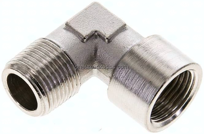 90°-Einschraubwinkel G 3/8"(IG)-R 3/8"(AG), Messing vernickelt