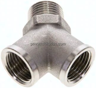 Y-Einschraubstück R 1/2" (AG)- 2 x G 1/2" (IG), Messing vernickelt