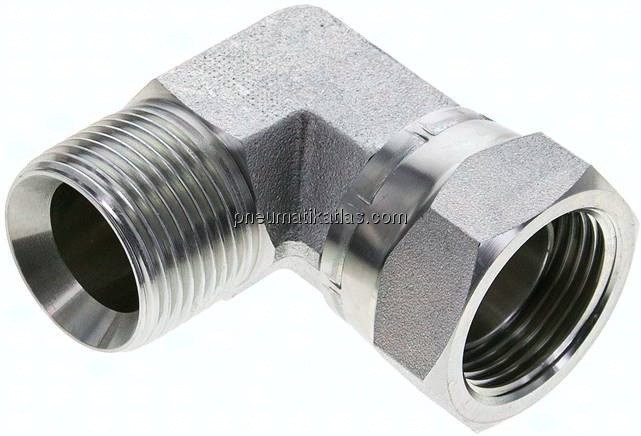 90°-Einschraubwinkel, 60°-Kegel, G 1", Stahl verzinkt