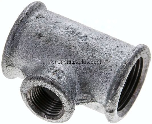 T-Stück Rp 3/4"-Rp 3/8"-Rp 3/4" (IG), Temperguss verzinkt