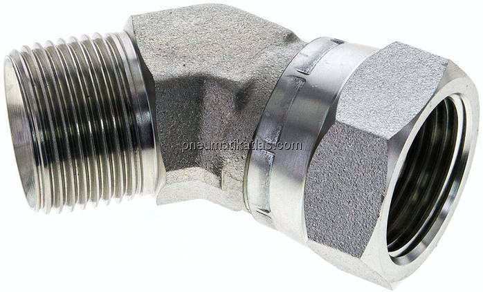 45°-Einschraubwinkel, 60°-Kegel, G 1", Stahl verzinkt