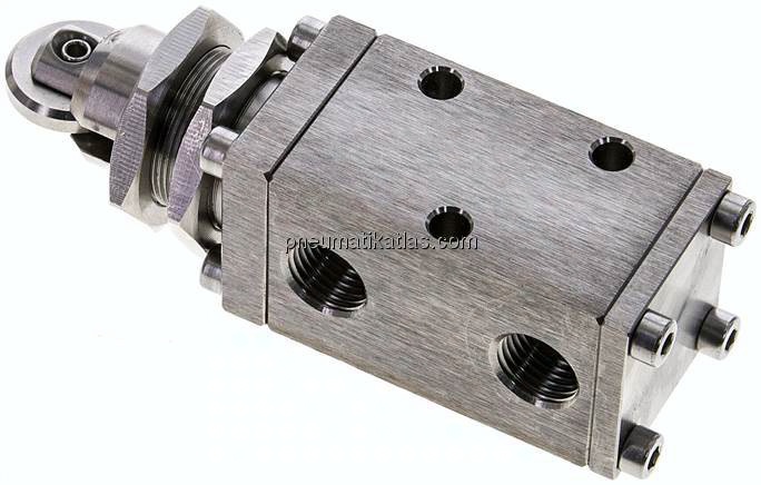 3/2-Wege (NC/NO)-Endschalter, G 1/4", Rolle, Edelstahl