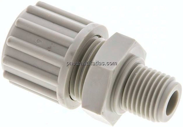 Gerade Verschraubung G 1/4"-12x6mm, Polypropylen