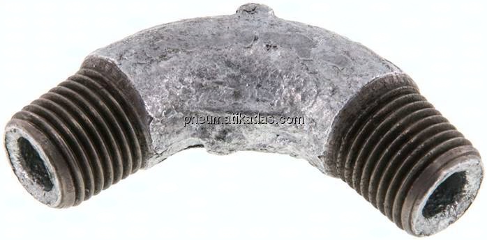 90°-Bogen R 1/4" (AG), Temperguss verzinkt