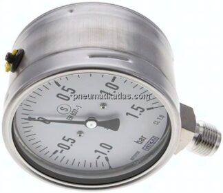 Sicherheits-Manometer senkrecht, 100mm, -1 bis 1,5 bar