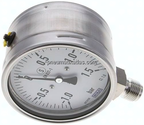 Sicherheits-Manometer senkrecht, 100mm, -1 bis 1,5 bar
