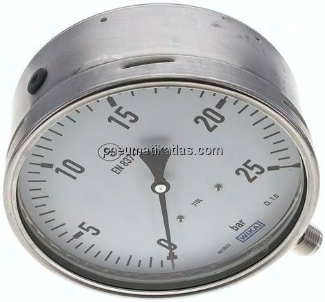 Sicherheits-Manometer senkrecht, 160mm, 0 - 25 bar