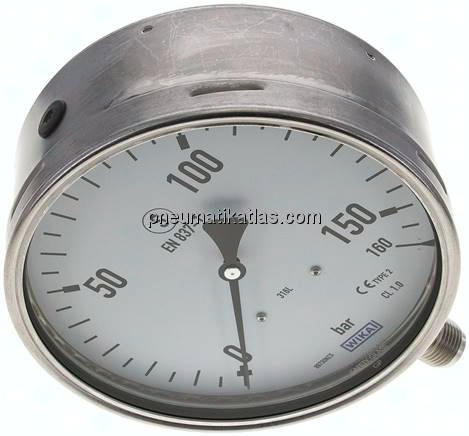 Sicherheits-Manometer senkrecht, 160mm, 0 - 160 bar