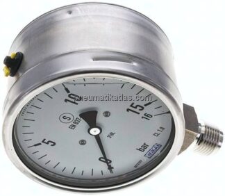 Gly.-Sicherheits-Manometer senkrecht,100mm, 0 - 16 bar