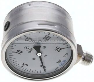 Gly.-Sicherheits-Manometer senkrecht,100mm, 0 - 25 bar