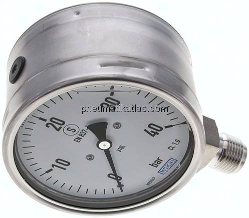 Gly.-Sicherheits-Manometer senkrecht,100mm, 0 - 40 bar
