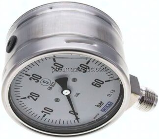 Gly.-Sicherheits-Manometer senkrecht,100mm, 0 - 60 bar