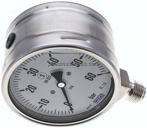 Gly.-Sicherheits-Manometer senkrecht,100mm, 0 - 60 bar