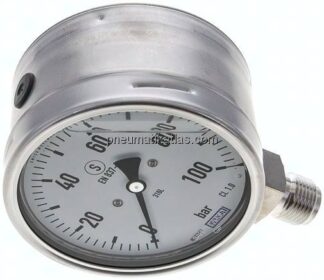 Gly.-Sicherheits-Manometer senkrecht,100mm, 0 - 100 bar