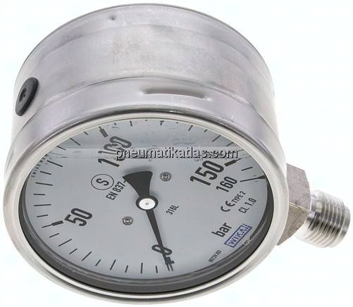 Gly.-Sicherheits-Manometer senkrecht,100mm, 0 - 160 bar