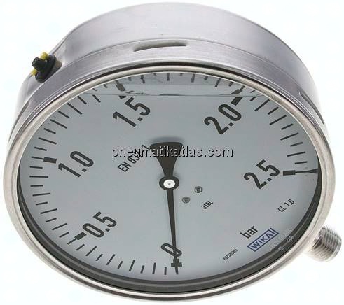 Chemie-Glycerin-Manometer senkrecht,160mm, 0 - 2,5 bar