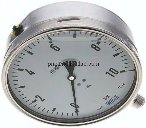 Chemie-Glycerin-Manometer senkrecht,160mm, 0 - 10 bar