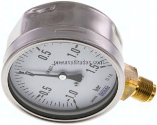 Manometer senkrecht (CrNi/Ms), 100mm, -1 bis 1,5 bar