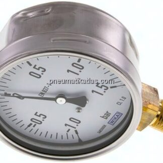 Manometer senkrecht (CrNi/Ms), 100mm, -1 bis 1,5 bar
