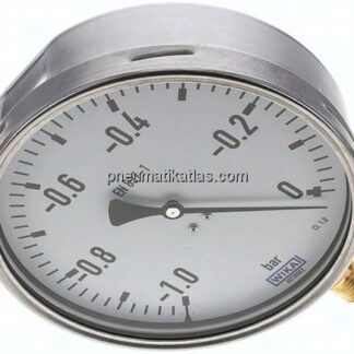 Manometer senkrecht (CrNi/Ms), 160mm, -1 bis 0 bar