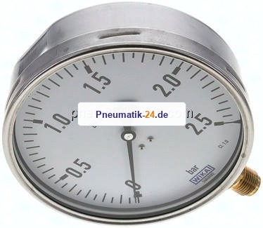 Manometer senkrecht (CrNi/Ms), 160mm, 0 - 2,5 bar