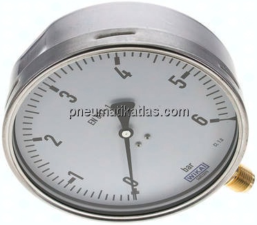 Manometer senkrecht (CrNi/Ms), 160mm, 0 - 6 bar