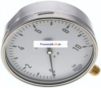 Manometer senkrecht (CrNi/Ms), 160mm, 0 - 10 bar