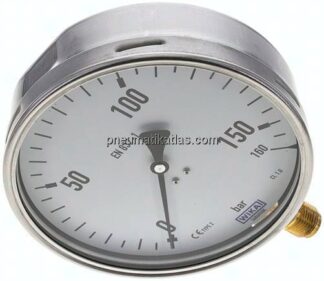 Manometer senkrecht (CrNi/Ms), 160mm, 0 - 160 bar