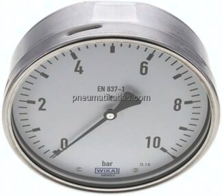 Manometer waagerecht (CrNi/Ms), 160mm, 0 - 10 bar