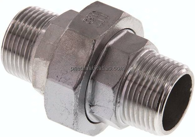 Doppelnippel trennbar R 1" flach dichtend,1.4408