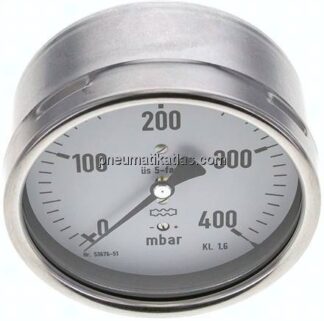 Manometer waagerecht 100mm, 0 - 400 mbar, G 1/2"