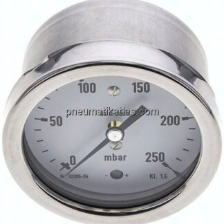Manometer waagerecht 63mm, 0 - 250 mbar, G 1/4"