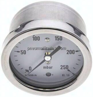 Manometer waagerecht 63mm, 0 - 250 mbar, G 1/4"