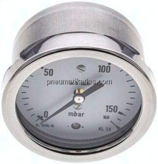 Manometer waagerecht 63mm, 0 - 160 mbar, G 1/4"